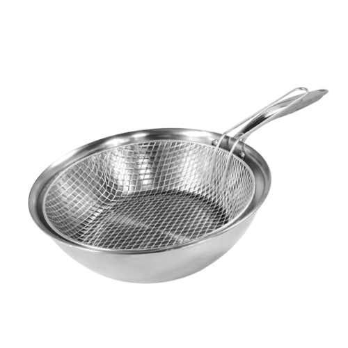 Poêle à frire TRI-PLY en inox 18/02 + panier en inox pour fritures